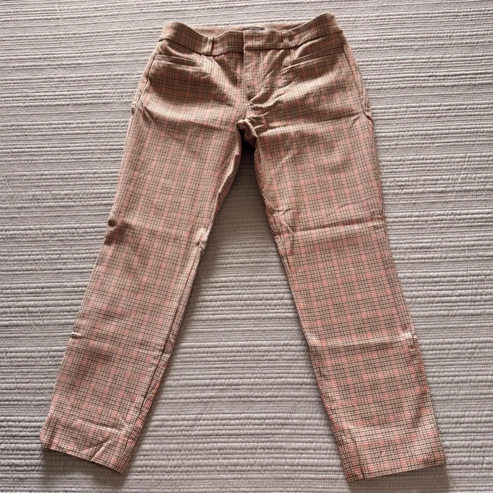Banana RepublicvWomens Sloan Plaid Pants Pink Brown Check Slim Ankle Trousers 2P